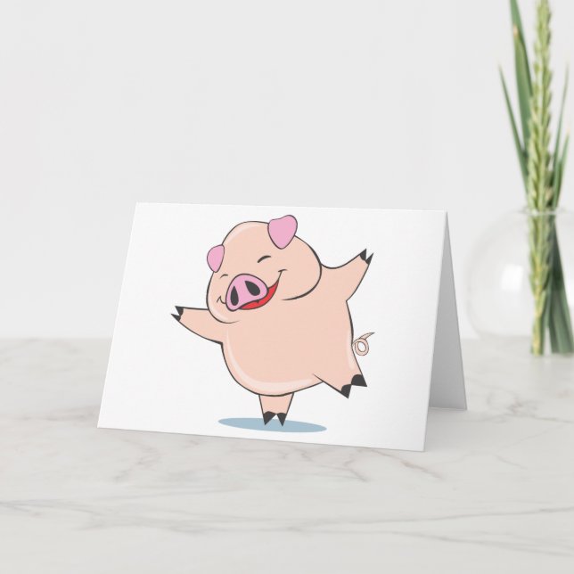 Joyful Dancing Pig Card (Front)