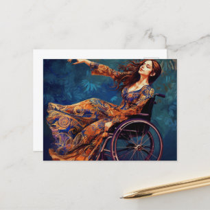 Joyful Dancing Wheelchair Woman Postcard