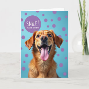 Joyful Dog Aqua Birthday Card