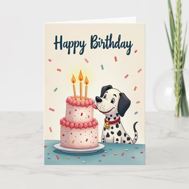 Joyful Dog Cake Birthday Card (Front)