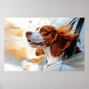 Joyful Dog in the Wind Art Print