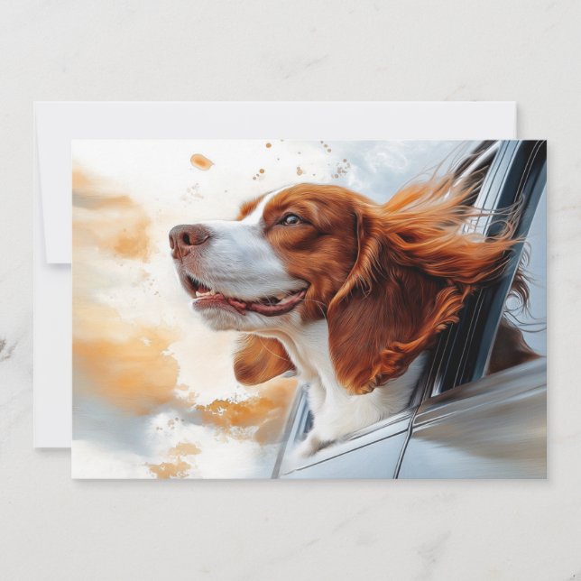 Joyful Dog in the Wind Art Print Card (Front)