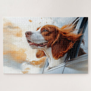 Joyful Dog in the Wind Art Print Jigsaw Puzzle