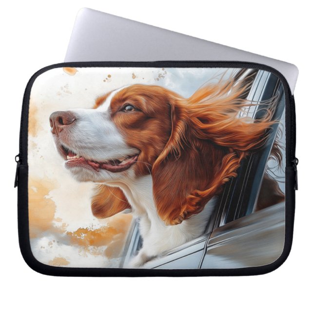 Joyful Dog in the Wind Art Print Laptop Sleeve (Front)