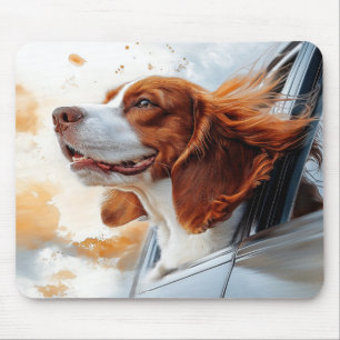 Joyful Dog in the Wind Art Print Mouse Pad