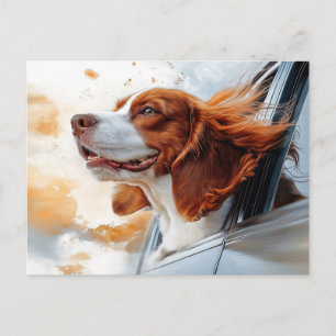 Joyful Dog in the Wind Art Print Postcard