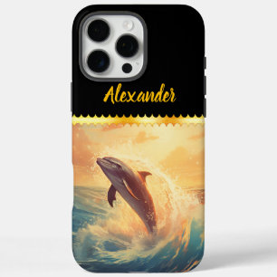 Joyful dolphin leaps gracefully above  iPhone 16 pro max case