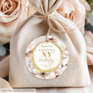Joyful Dusty Pink Ivory Gold Birthday Favor Tags