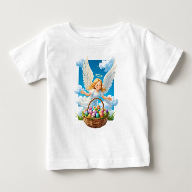 Joyful Easter Angel with Basket Baby T-Shirt (Front)