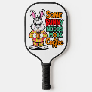 Joyful Easter Bunny: Coffee Lover Delights Pickleball Paddle