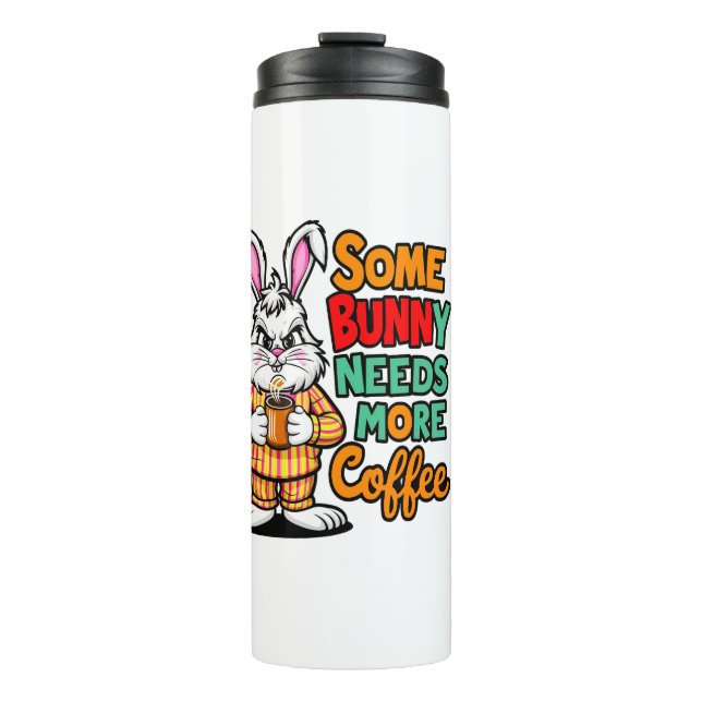 Joyful Easter Bunny: Coffee Lover Delights Thermal Tumbler (Front)