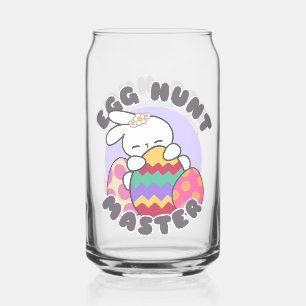 Joyful Easter Bunny Embrace - 'Egg Hunt Master' Can Glass