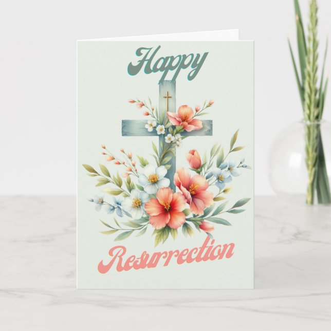 Joyful Easter Cross with Spring Florals Card (Front)