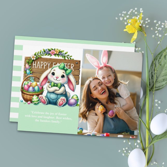 "Joyful Easter! Cute Rabbit and Family Photo" Invitation (Creator Uploaded)