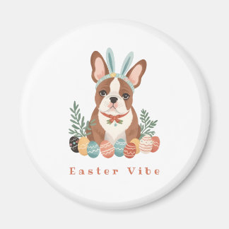 Joyful Easter with French Bulldog in Rabbit Ears Magnet