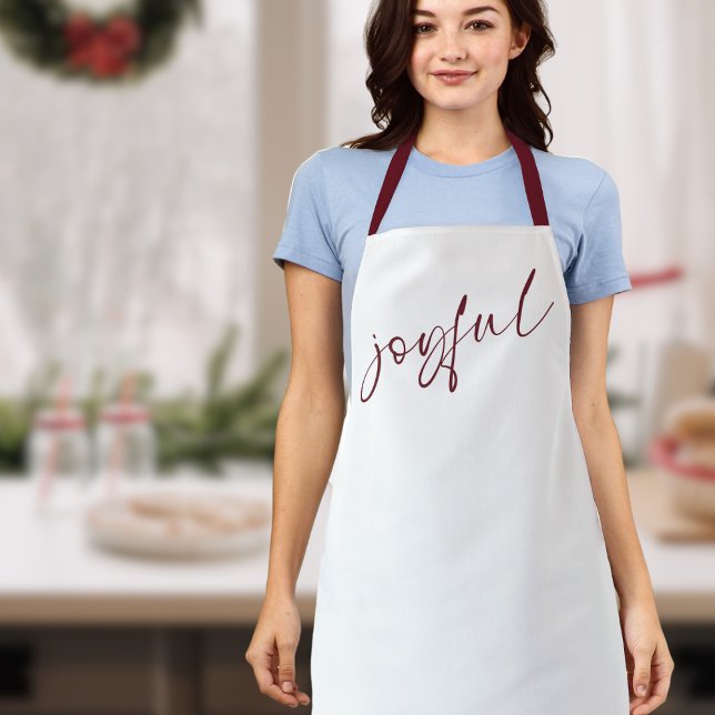 Joyful Elegant Burgundy Calligraphy Apron (Choose any strap color and any  background and text colors you wish!)