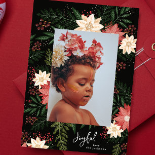 Joyful Elegant Christmas Botanical Splendour Holiday Card