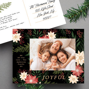 Joyful   Elegant Christmas Poinsettia Splendour Holiday Postcard
