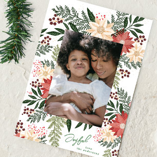 Joyful Elegant Christmas Poinsettia Splendour Phot Holiday Card