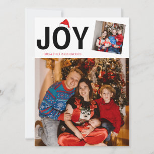 Joyful Elegant modern Two photo Christmas Family Holiday Card