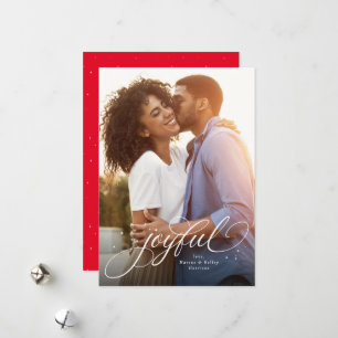 Joyful elegant one photo Christmas Holiday Card