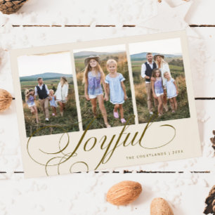 Joyful Elegant Script Cream Multi Photo Holiday