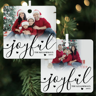 Joyful Elegant Script Custom Photo Metal Tree Decoration