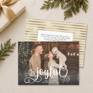 Joyful Elegant Script Photo Christmas Holiday Card