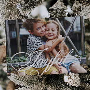 Joyful Elegant Script Photo Holiday Card