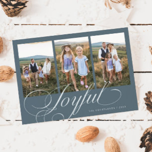 Joyful Elegant Script Slate Multi Photo Holiday