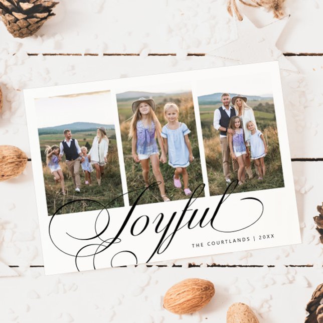 Joyful Elegant Script White Multi Photo Holiday (Creator Uploaded)