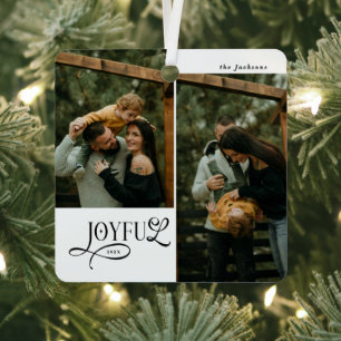 Joyful Family 2 Photos Christmas Metal Tree Decoration