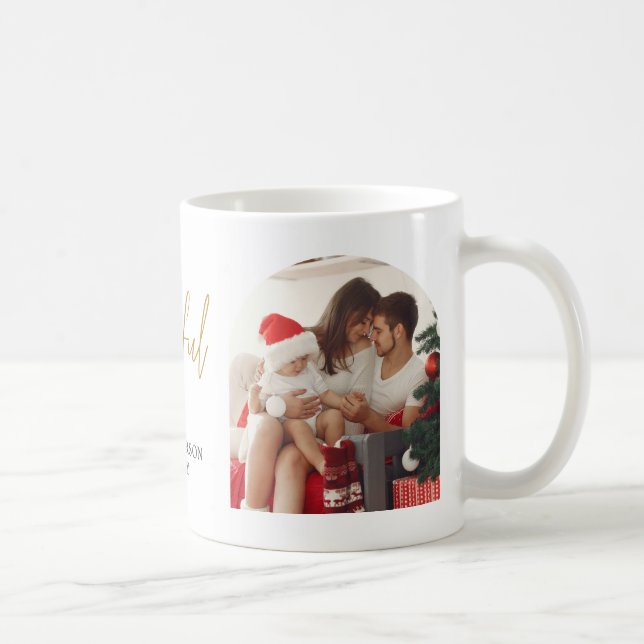 Joyful Family Modern Winter Holiday 2 photos  Coffee Mug (Right)