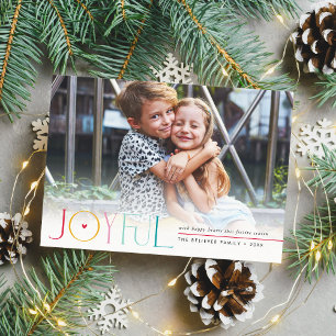 JOYFUL FAMILY PHOTO modern cute kids colourful Announcement