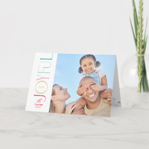 JOYFUL FAMILY PHOTO modern elegant icon colorful Holiday Card