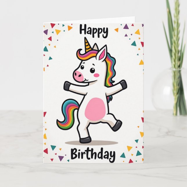 Joyful Fantasy Creature Birthday Card (Front)