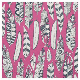 joyful feathers pink fabric