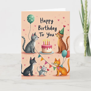 Joyful Feline Party Card