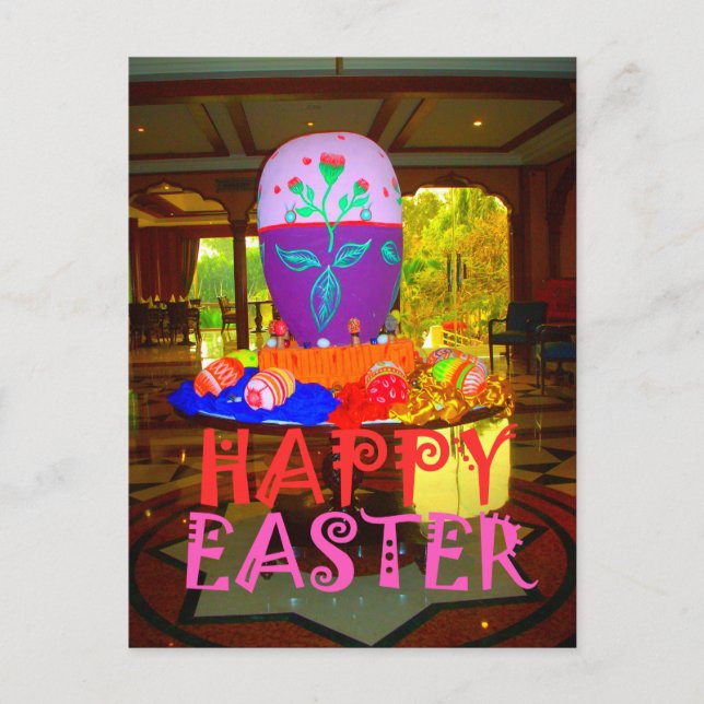 Joyful Festive Springtime Easter Colourful Eggs Ar Holiday Postcard (Front)