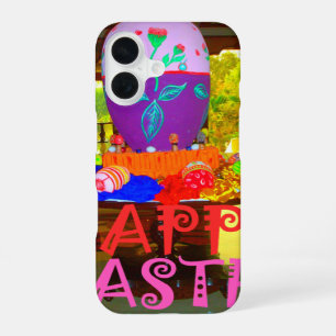 Joyful Festive Springtime Easter Colourful Eggs Ar iPhone 16 Case