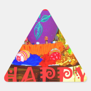 Joyful Festive Springtime Easter Colourful Eggs Ar Triangle Sticker