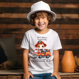 Joyful firefighter in a bright truck T-Shirt