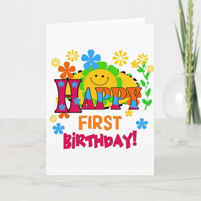 Joyful First Birthday T-shirts and Gifts Card (Front)