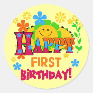 Joyful First Birthday T-shirts and Gifts Classic Round Sticker