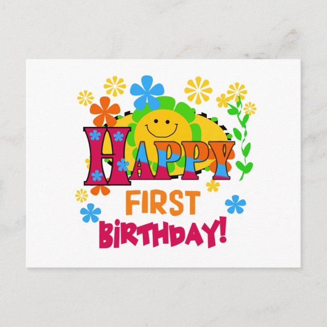 Joyful First Birthday T-shirts and Gifts Postcard (Front)