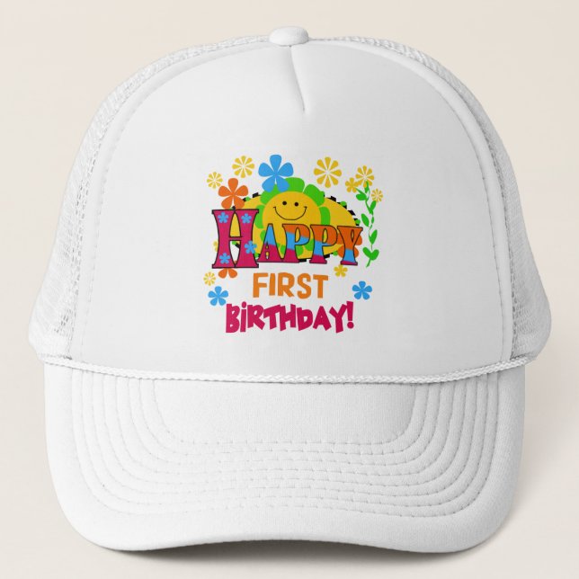Joyful First Birthday T-shirts and Gifts Trucker Hat (Front)