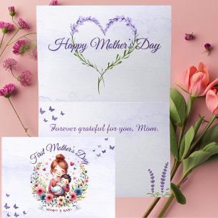 Joyful First Mother's Day Card with Mommy and Baby