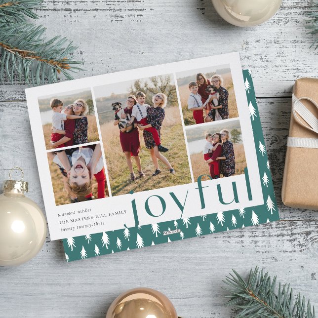 Joyful Five | Holiday Photo Collage Card | Spruce (Creator Uploaded)