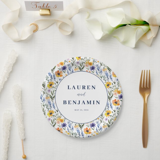 Joyful Floral Botanical Paper Plate (Wedding)