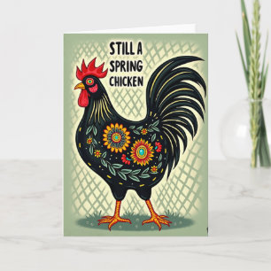 Joyful Floral Rooster Card